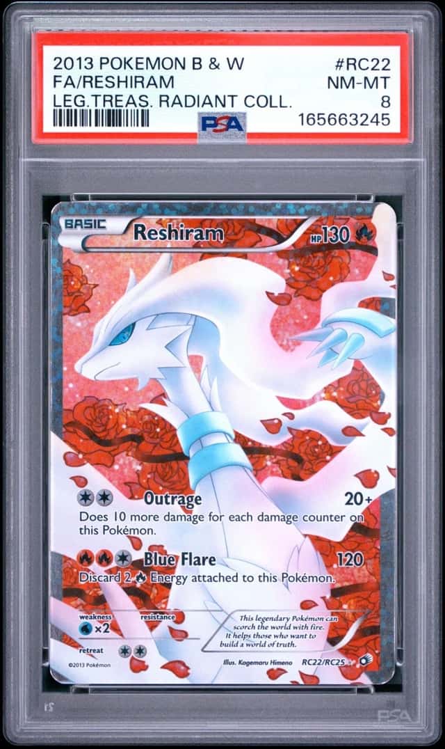 2013 POKEMON BW LEGENDARY TREASURES RADIANT COLLECTION FULL ART/RESHIRAM PSA 8