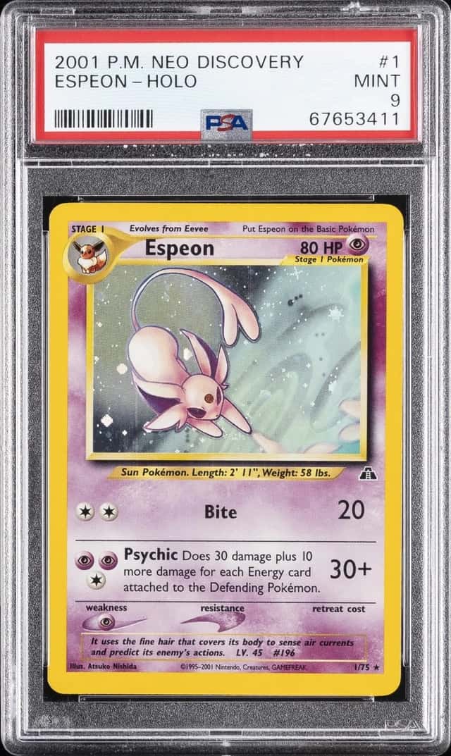 2001 POKEMON NEO DISCOVERY #1 ESPEON-HOLO PSA 9