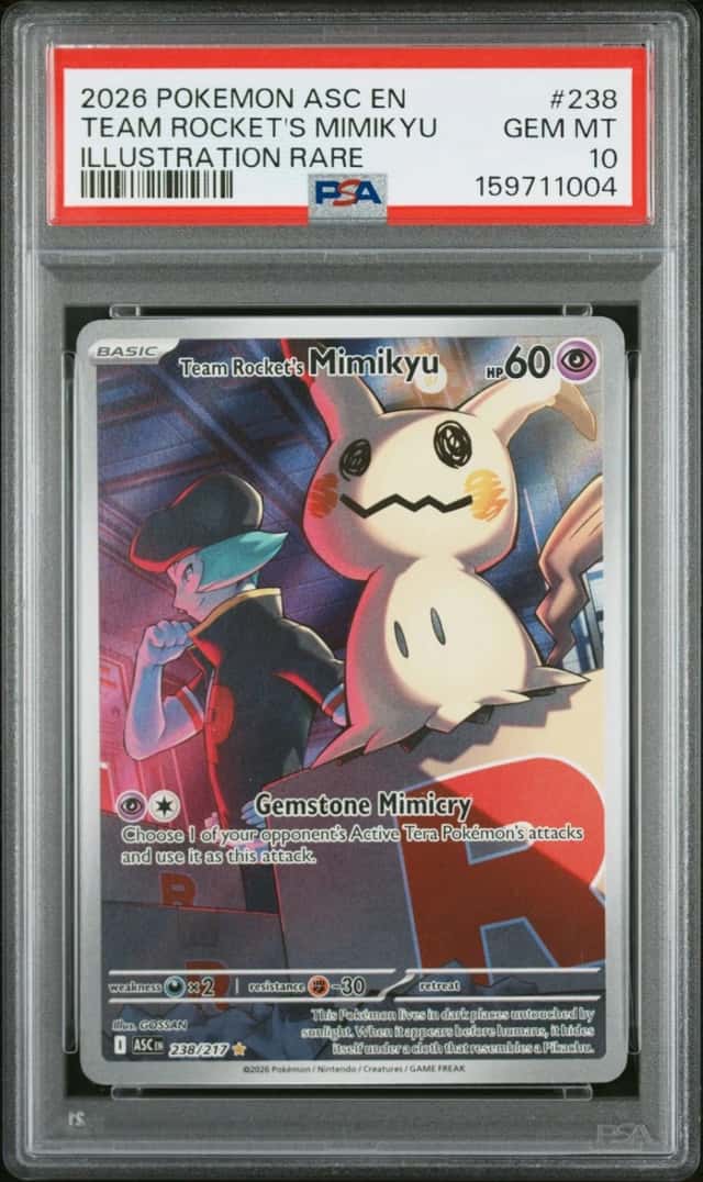 2026 POKEMON ASCENDED HEROES ILLUSTRATION RARE #238 TEAM ROCKET'S MIMIKYU PSA 10
