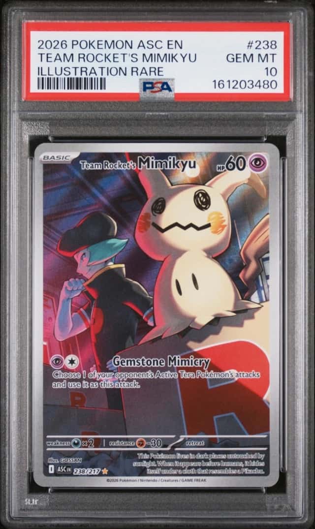 2026 POKEMON ASCENDED HEROES ILLUSTRATION RARE #238 TEAM ROCKET'S MIMIKYU PSA 10
