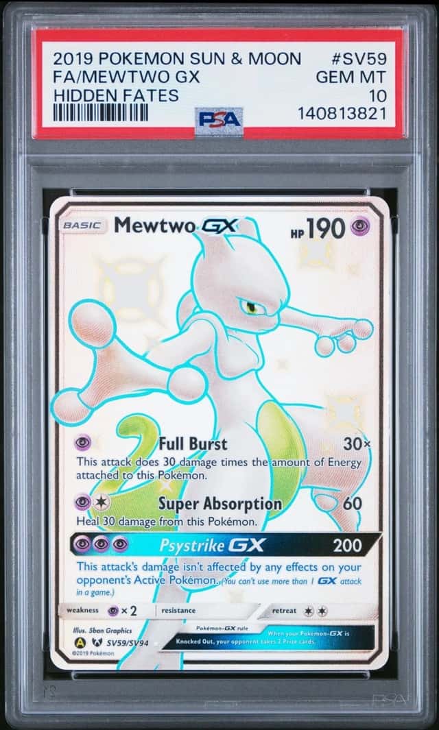 Pokemon Mewtwo Gx Hidden Fates Full Art SV59/SV94 PSA 10 Gem Mint