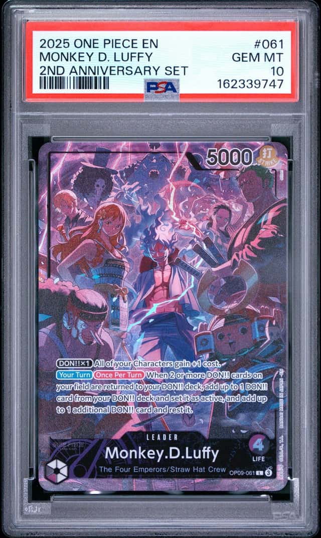 One Piece Monkey D. Luffy English 2nd Anniversary OP09-061 PSA 10 Gem Mint