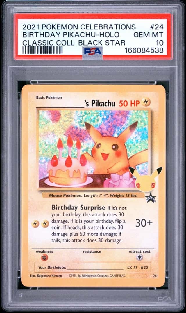 2021 POKEMON CELEBRATIONS CLASSIC COLLECTION #24 BIRTHDAY PIKACHU-HOLO PSA 10