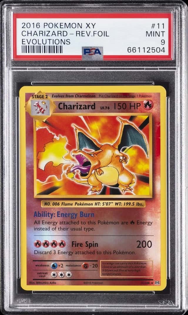 2016 POKEMON XY EVOLUTIONS #11 CHARIZARD-REVERSE FOIL PSA 9