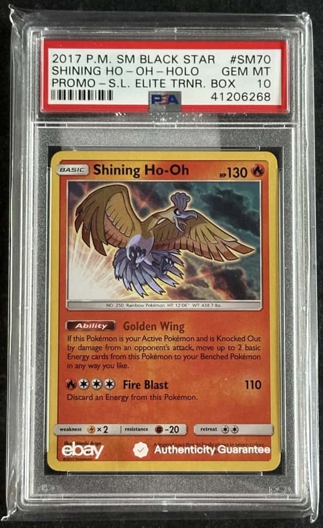 2017 POKEMON SM BLACK STAR PROMO #SM70 SHINING HO-OH-HOLO PSA 10 GEM MINT