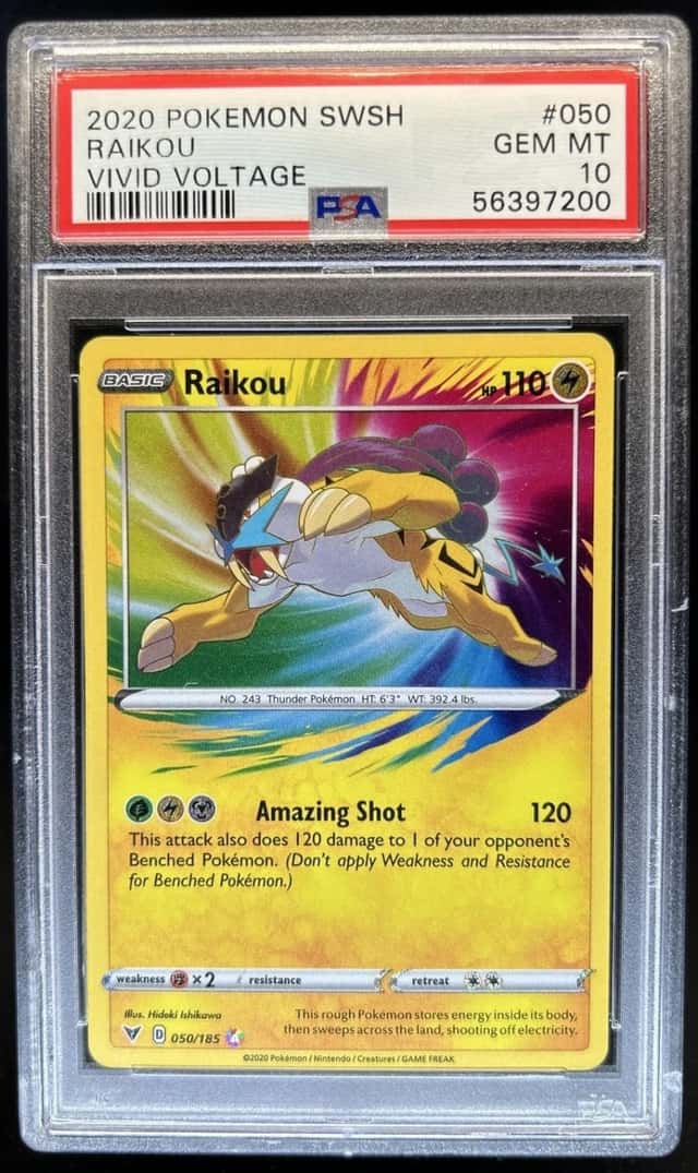2020 Pokemon SWSH Vivid Voltage Raikou #050/185 PSA 10 GEM MINT