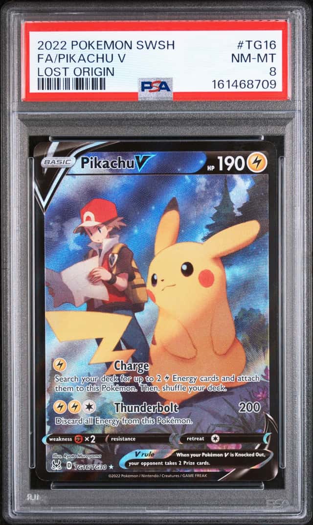 PIKACHU V 2022 POKEMON LOST ORIGIN TRAINER GALLERY #TG16 FULL ART PSA 8 Q4444