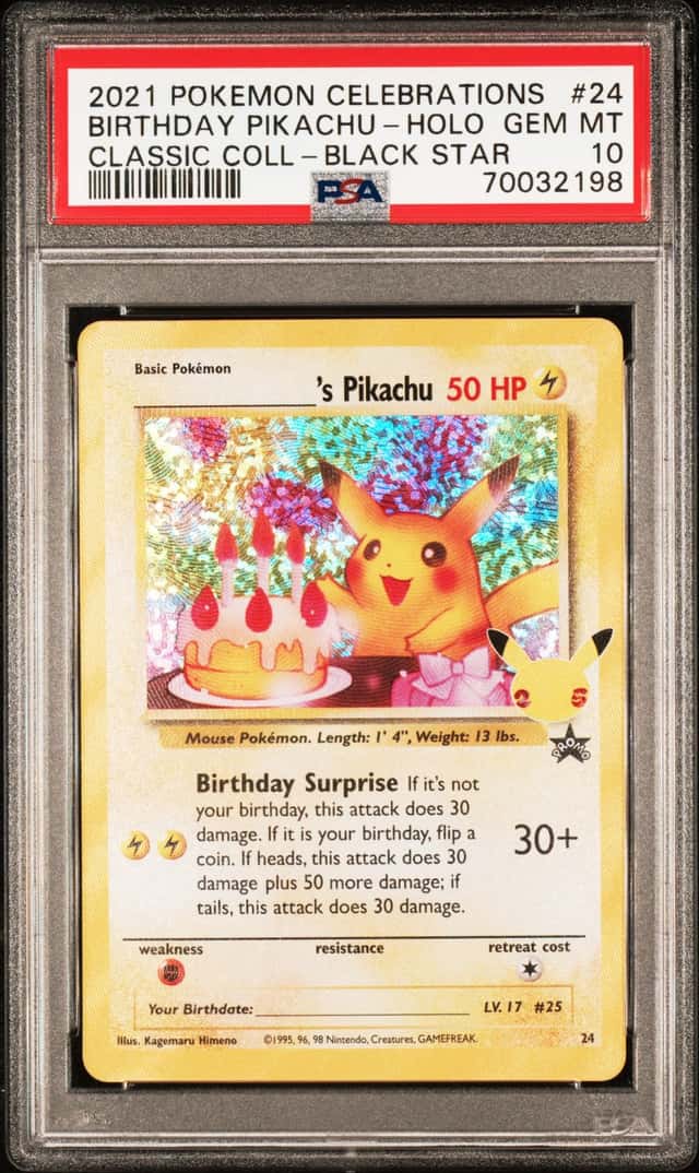 POKEMON BIRTHDAY PIKACHU 2021 CELEB. CLASSIC COLL BLACK STAR HOLO PSA 10