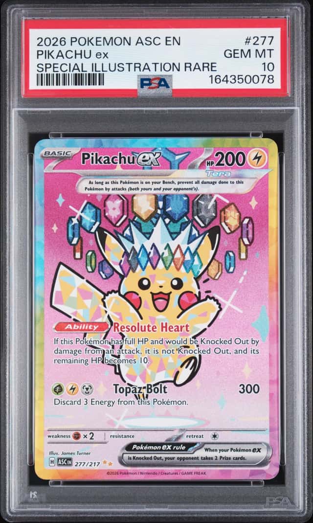 2026 POKEMON ASC EN-ASCENDED HEROES SPECIAL ILLUSTRATION RARE PIKACHU EX PSA 10