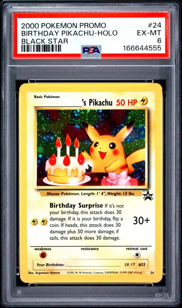 2000 POKEMON PROMO BLACK STAR #24 BIRTHDAY PIKACHU-HOLO PSA 6