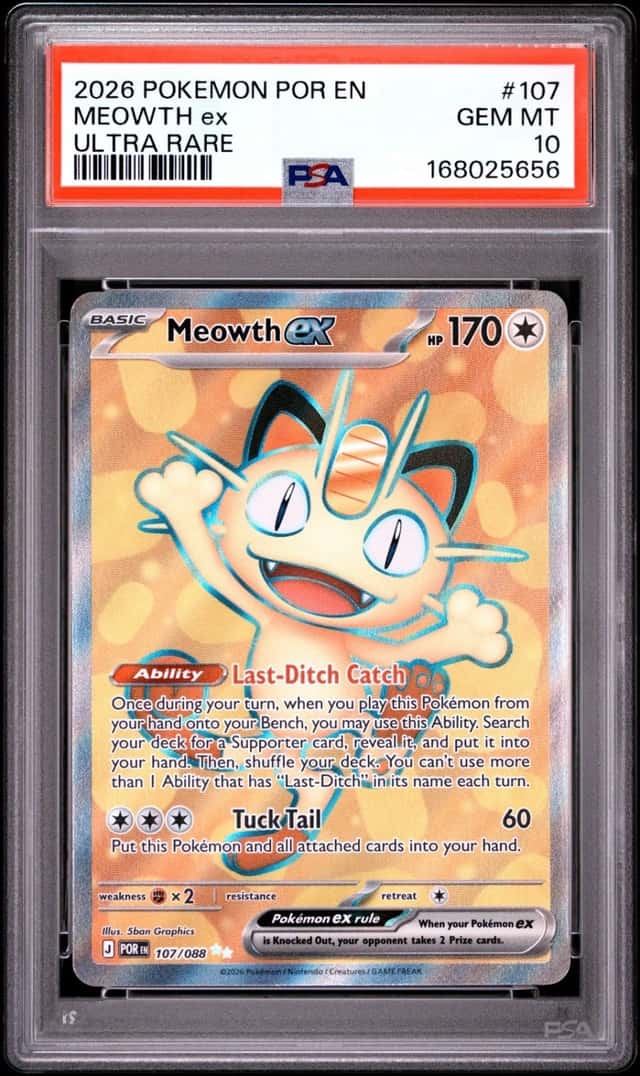 2026 POKEMON POR EN-PERFECT ORDER ULTRA RARE #107 MEOWTH EX PSA 10