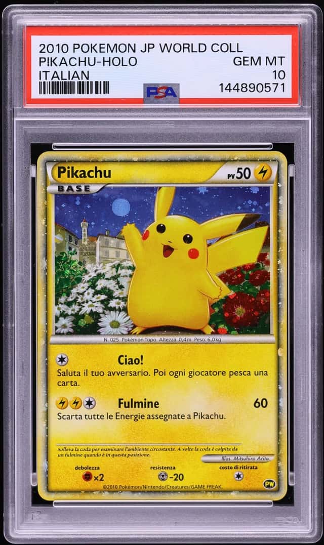 2010 Pokemon Italian World Collection Holo Pikachu PSA 10 GEM MINT