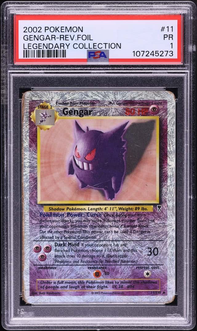 2002 Pokemon Legendary Collection Reverse Holo Gengar #11 PSA 1 PR