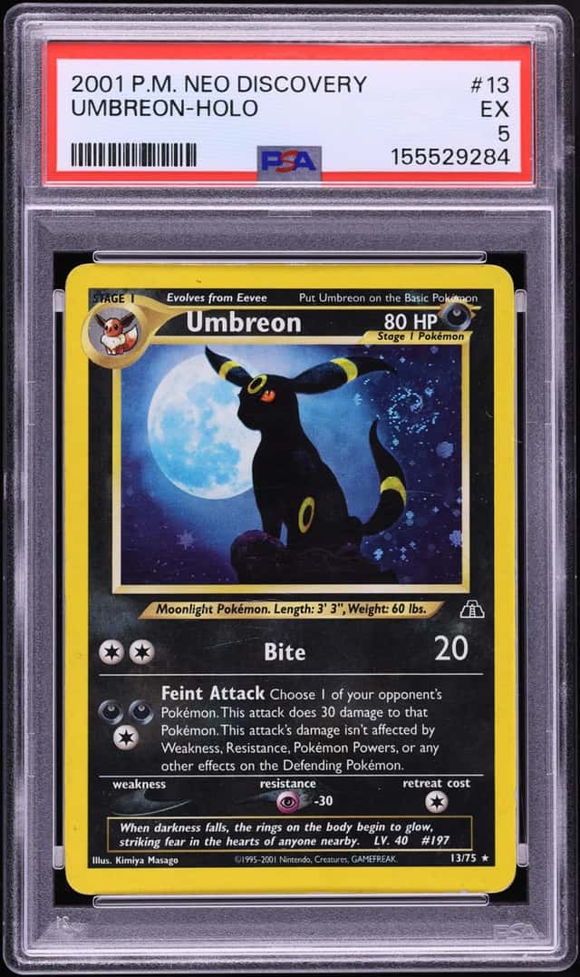 2001 Pokemon Neo Discovery Holo Umbreon #13 PSA 5 EX