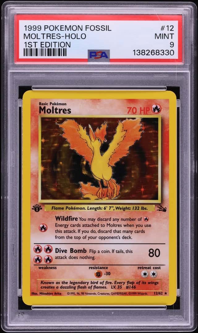 1999 Pokemon Fossil 1st Edition Holo Moltres #12 PSA 9 MINT