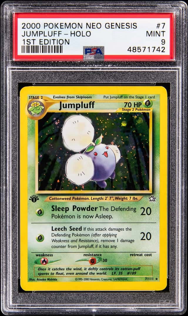 2000 Pokemon Neo Genesis 1st Edition Holo #7 Jumpluff - PSA MINT 9