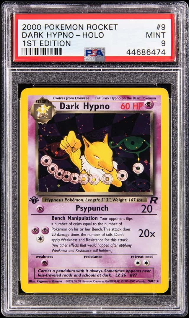 2000 Pokemon Team Rocket 1st Edition Holo #9 Dark Hypno - PSA MINT 9