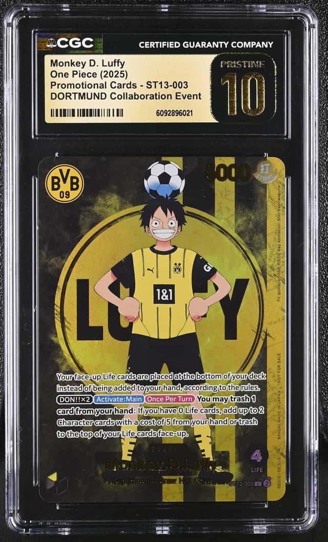 2025 BVB X ONE PIECE MATCH DAY PROMOS #003 MONKEY D. LUFFY CGC 10 PRISTINE