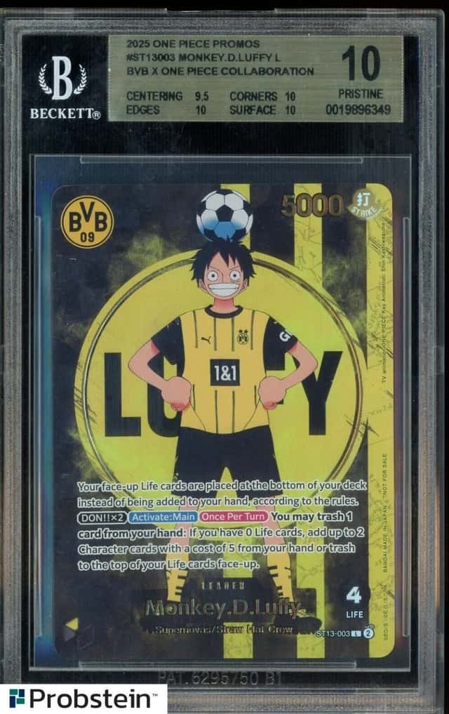 2025 ONE PIECE PROMOS BVB X ONE PIECE MATCH DAY 2025 #003 MONKEY D. LUFFY BGS 10