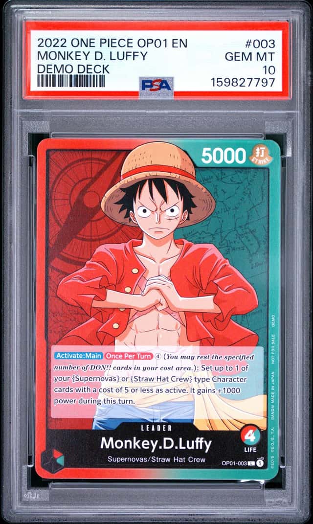 2022 ONE PIECE OP01-ROMANCE DAWN DEMO DECK #003 MONKEY D. LUFFY PSA 10