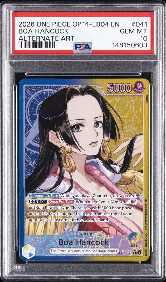 2026 ONE PIECE OP14-EB04-THE AZURE SEA'S SEVEN ALTERNATE ART BOA HANCOCK PSA 10
