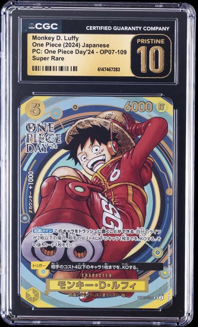 2024 ONE PIECE PROMO JAPANESE OP DAY'24 #OP07-109 MONKEY D LUFFY CGC 10 PRISTINE