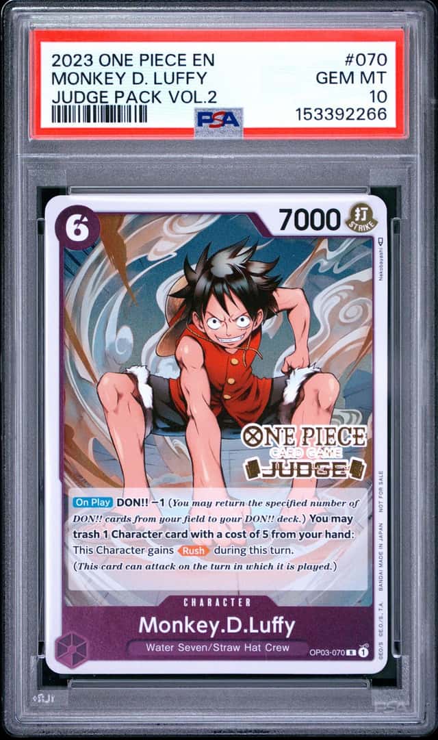  ONE PIECE MONKEY D. LUFFY 2023 JUDGE PACK VOLUME 2 #070 PSA 10