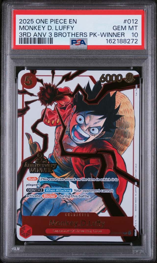 2025 One Piece Monkey. D. Luffy 3rd Anv Event Winner Prize Promo ST01-012 PSA 10