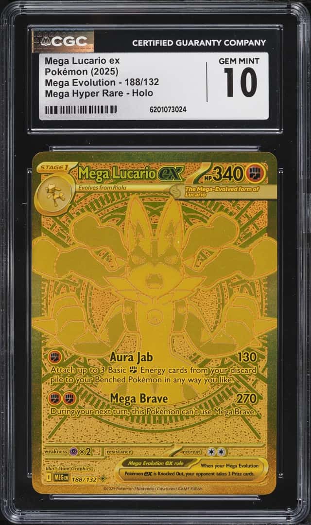 2025 Pokemon Mega Evolution MHR Mega Lucario Ex #188 CGC 10 GEM MINT