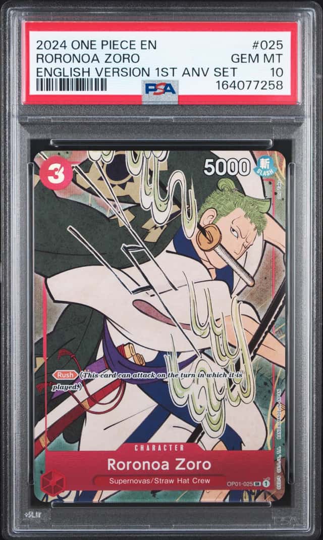 2024 One Piece English Version 1st Anniversary Set #025 Roronoa Zoro PSA 10