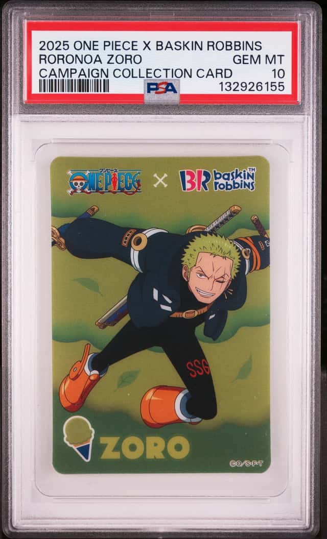 2025 ONE PIECE X BASKIN ROBBINS CAMPAIGN COLLECTION RORONOA ZORO PSA 10