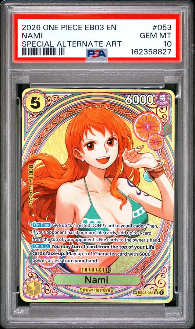 2026 ONE PIECE EB03-EXTRA BOOSTER HEROINES EDITION SPECIAL ALT ART NAMI PSA 10