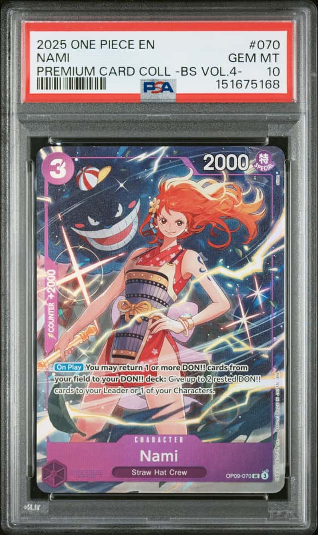 #9 2025 One Piece En Premium Card Coll BS Vol 4 #070 Nami PSA 10 GEM MINT