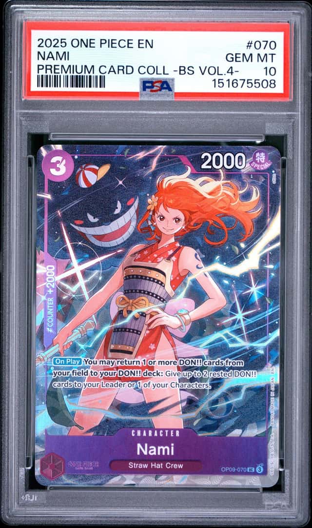 #4 2025 One Piece En Premium Card Coll BS Vol 4 #070 Nami PSA 10 GEM MINT