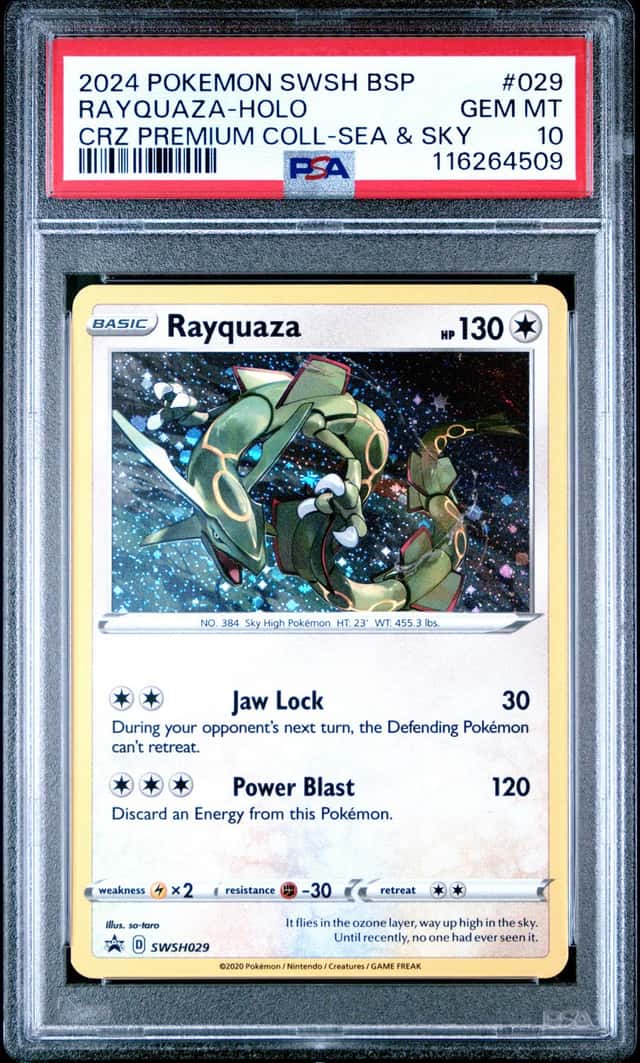 2024 Pokemon Sword and Shield Black Star Promo Crown Zenith Premium Collection Sea and Sky Holo Rayquaza #029