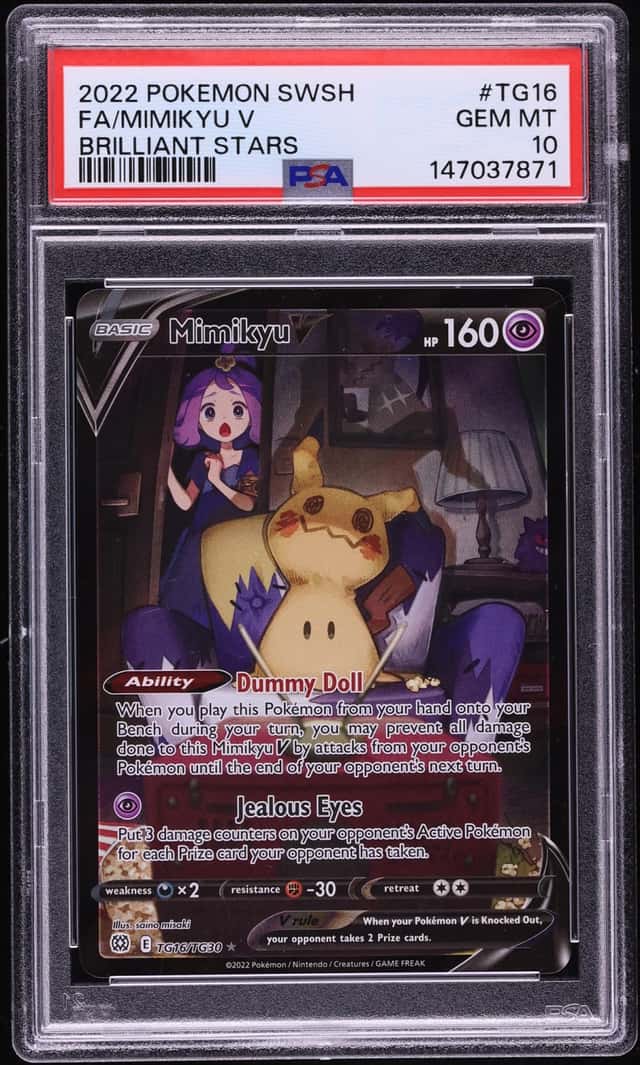 2022 Pokemon Sword & Shield Brilliant Stars Trainer Gallery CHR Mimikyu V #TG16 PSA 10 GEM MINT
