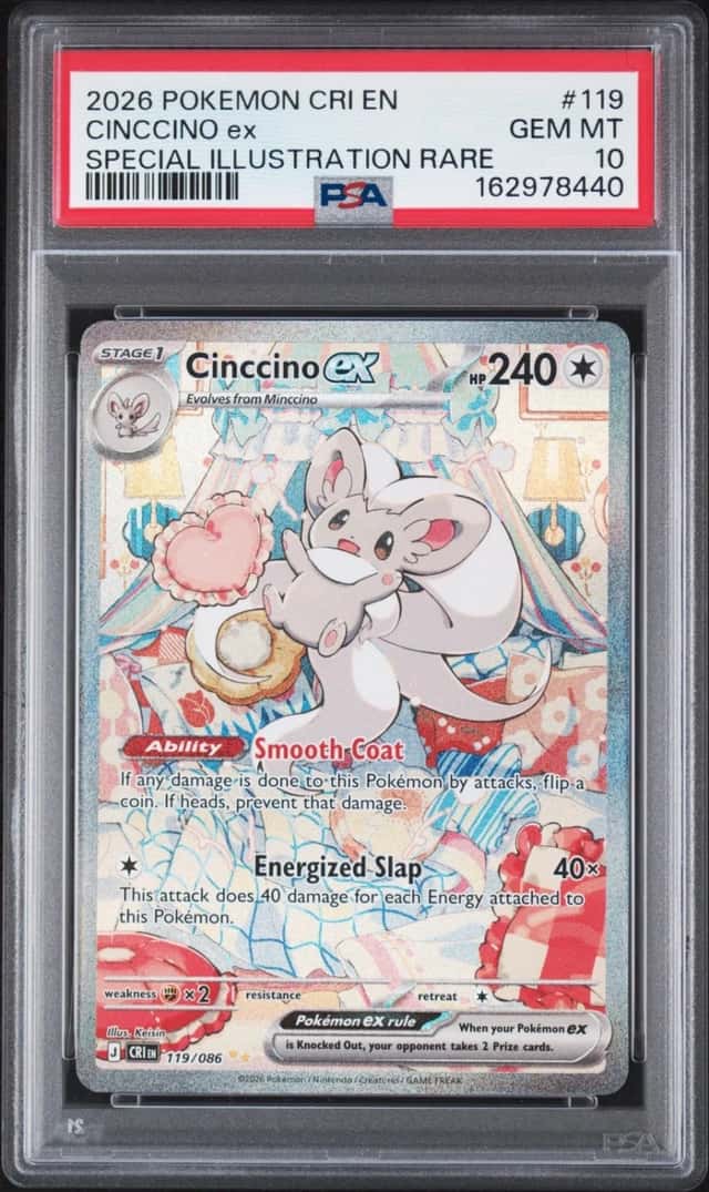 2026 POKEMON CRI EN-CHAOS RISING SPECIAL ILLUSTRATION RARE CINCCINO EX PSA 10
