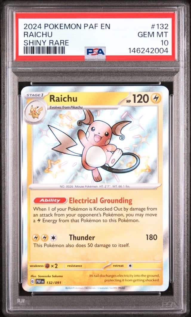 2024 POKEMON PAF EN-PALDEAN FATES SHINY RARE #132 RAICHU PSA 10