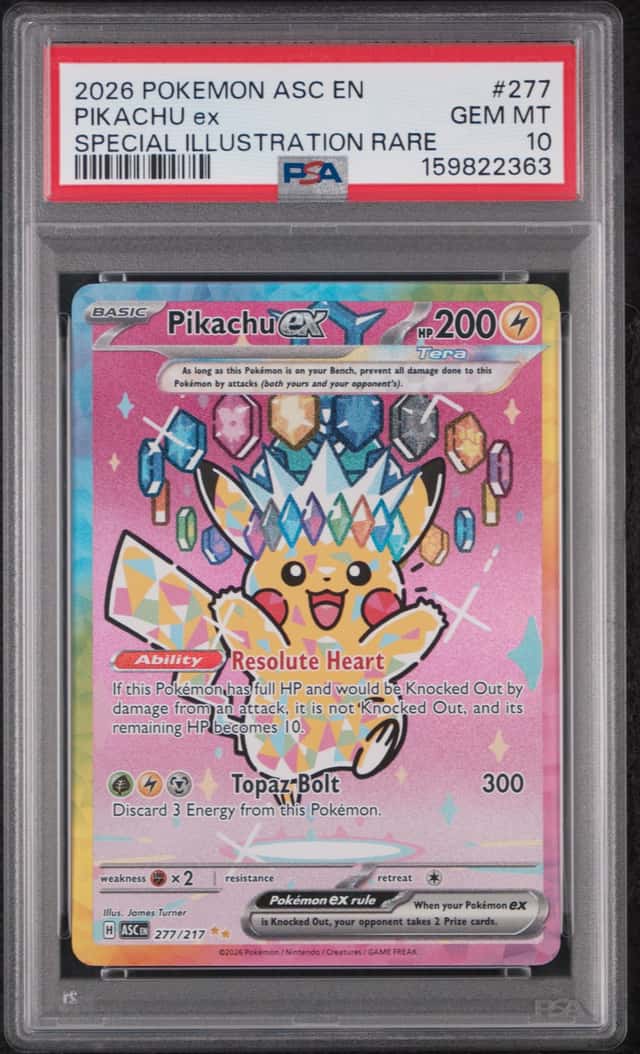 Pokémon TCG: 2026 PIKACHU ex #277/217 SIR PSA Graded 10