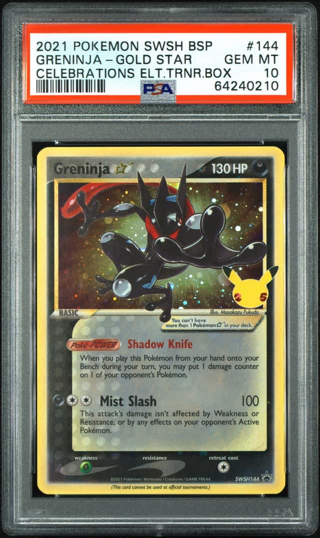 2021 POKEMON SWSH BSP #144 GRENINJA-GOLD STAR CELEBRATIONS ETB PSA 10