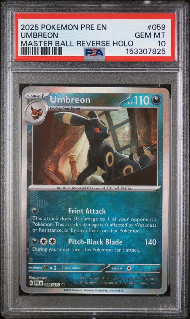 2025 Pokemon PRE EN Master Ball Reverse Holo #059 Umbreon Gem Mint PSA 10