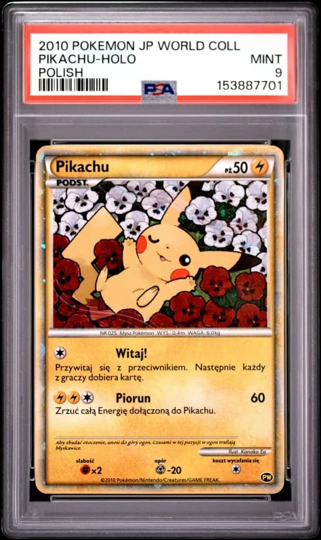 2010 POKEMON JAPANESE WORLD COLLECTION POLISH PIKACHU-HOLO PSA 9