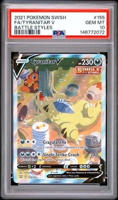 Tyranitar V *PSA 10* Full Art Rare *Battle Styles* #155 * Pokemon