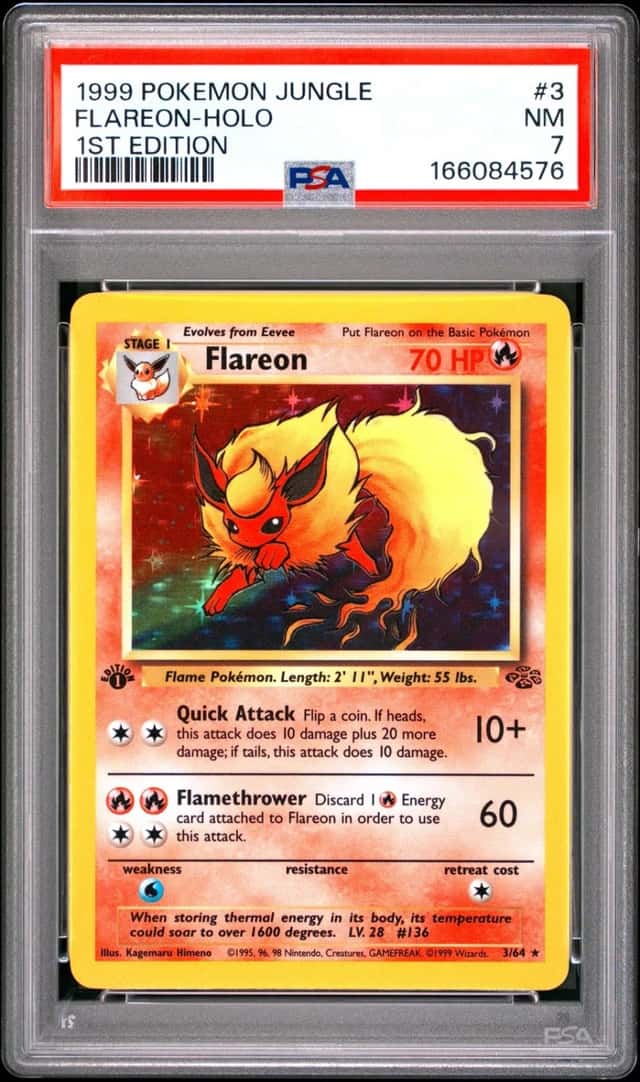 1999 POKEMON JUNGLE 1ST EDITION #3 FLAREON-HOLO PSA 7