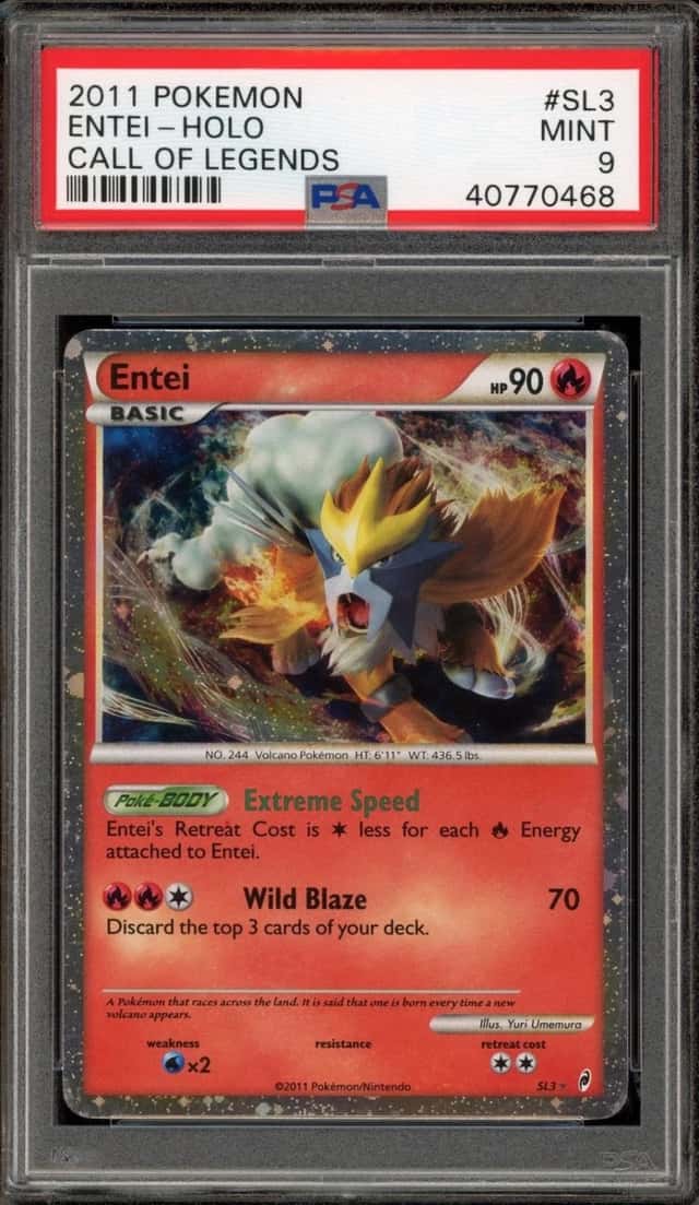 Pokemon Entei Holo Call Of Legends SL3 PSA 9 Mint
