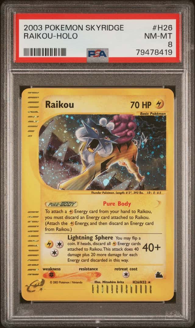 Pokemon Raikou Holo Skyridge H26 PSA 8