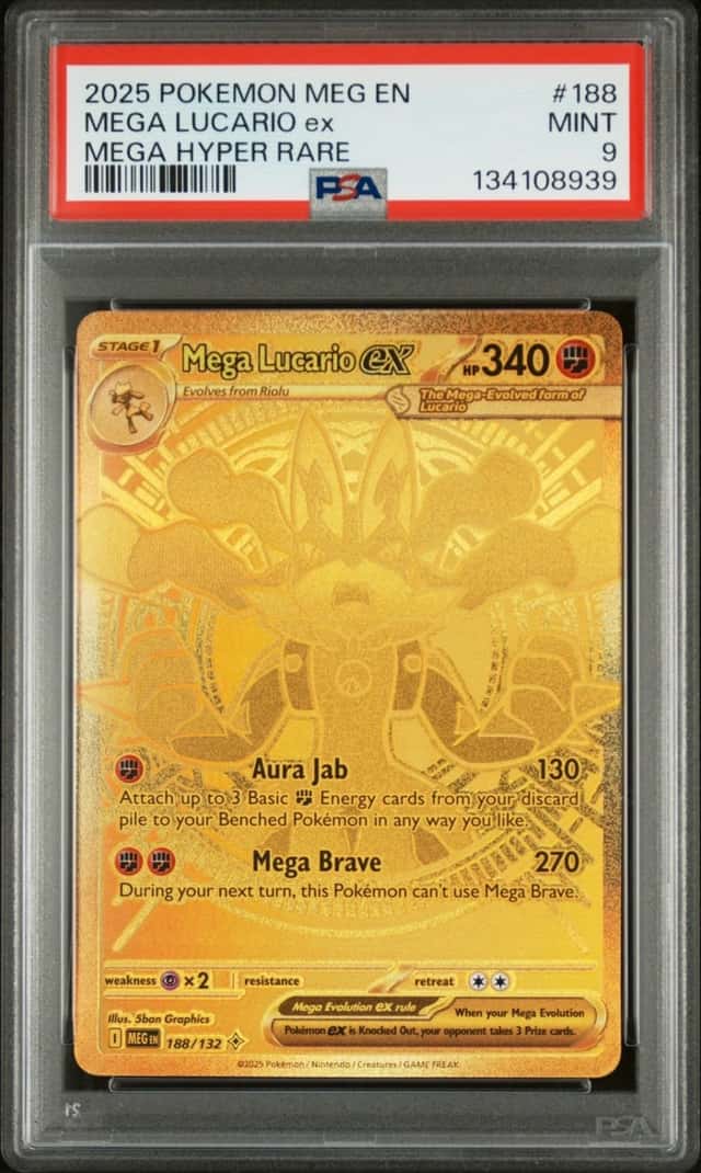 Pokemon Mega Lucario ex Mega Evolution 188/132 Mega Hyper Rare PSA 9 Mint