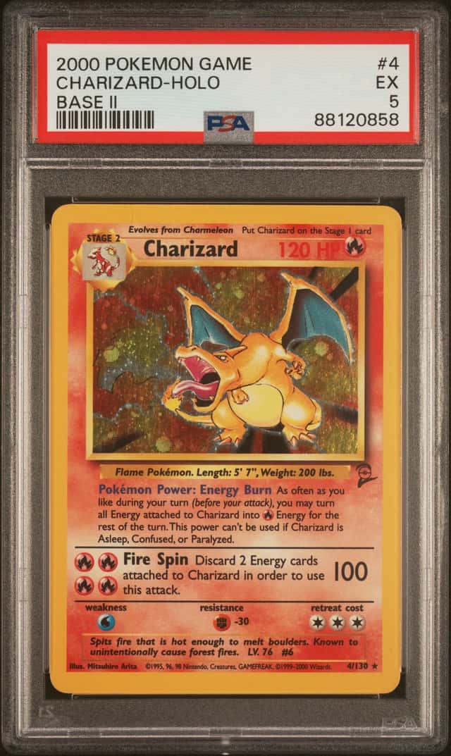 Charizard 4/130 PSA 5 Base Set 2 Holo Rare 2000 Pokemon WOTC Vintage Graded