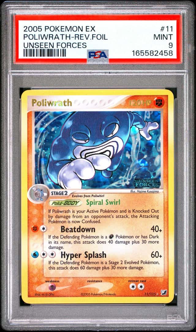 Pokemon Poliwrath Reverse Holo EX Unseen Forces 11/115 PSA 9 Mint