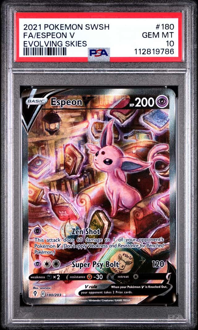 Pokemon Espeon V Evolving Skies Full Alt Art 180/203 PSA 10 Gem Mint